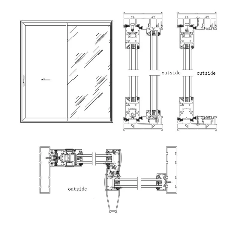 2 Sashes Aluminium Sliding Door 3
